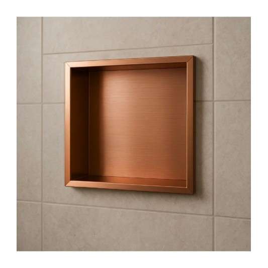 Hornacina para baño cuadrada oro rosa cepillado Atlantic HOR001/ORC
