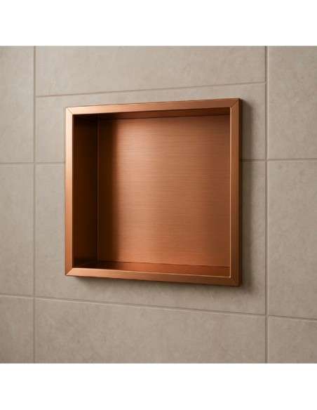 Hornacina para baño cuadrada oro rosa cepillado Atlantic HOR001/ORC
