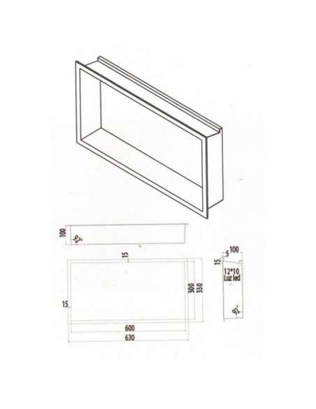 Hornacina para baño horizontal blanca con luz led Oceanic HOR005/BL