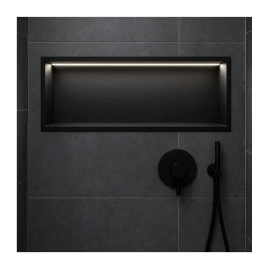 Hornacina para baño horizontal negra con luz led Oceanic HOR005/NG