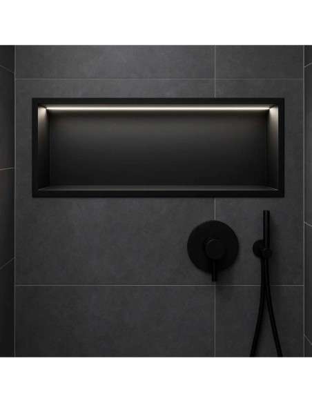 Hornacina para baño horizontal negra con luz led Oceanic HOR005/NG