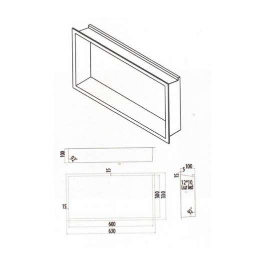 Hornacina para baño horizontal níquel con luz led Oceanic HOR005/NQ 2