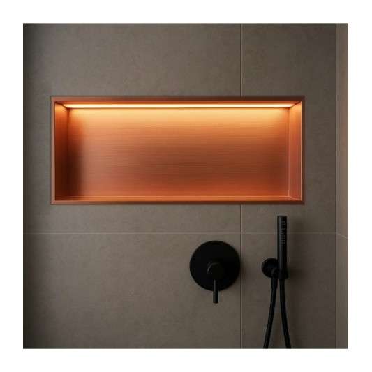 Hornacina para baño horizontal oro rosa cepillado con luz led Oceanic HOR005/ORC