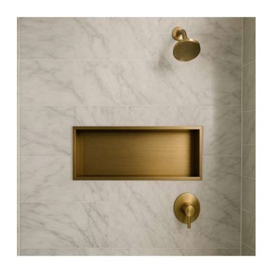 Hornacina para baño rectangular Oro cepillado Pacific HOR002/OC