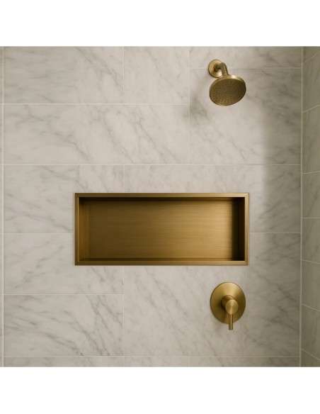 Hornacina para baño rectangular Oro cepillado Pacific HOR002/OC