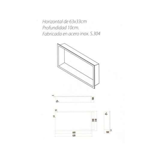 Hornacina para baño rectangular Oro cepillado Pacific HOR002/OC 2