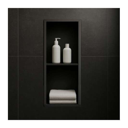 Hornacina para baño vertical con dos estantes Black gun metal Artic HOR003/BGM
