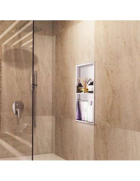 Hornacina para baño vertical con dos estantes Blanca Artic HOR003/BL
