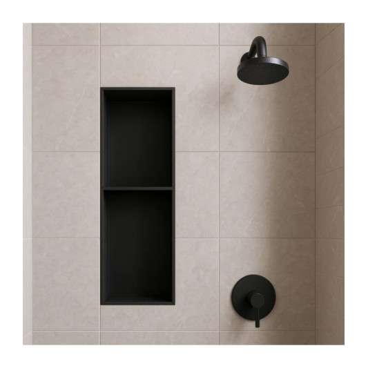 Hornacina para baño vertical con dos estantes Negra Artic HOR003/NG