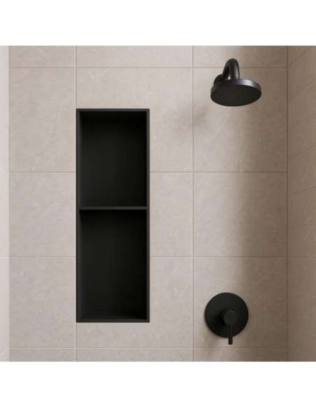 Hornacina para baño vertical con dos estantes Negra Artic HOR003/NG