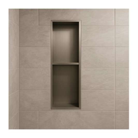 Hornacina para baño vertical con dos estantes Níquel Artic HOR003/NQ