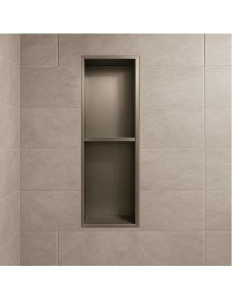 Hornacina para baño vertical con dos estantes Níquel Artic HOR003/NQ