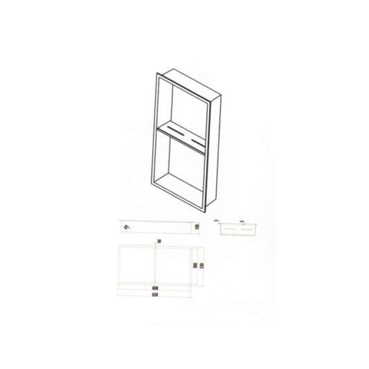 Hornacina para baño vertical con dos estantes Níquel Artic HOR003/NQ 2