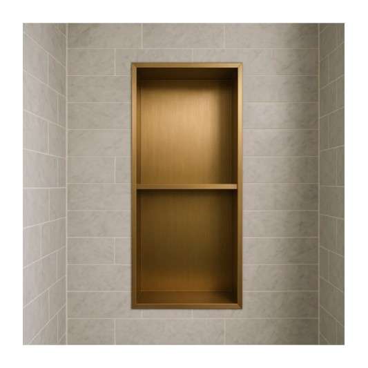Hornacina para baño vertical con dos estantes Oro rosa cepillado Artic HOR003/ORC