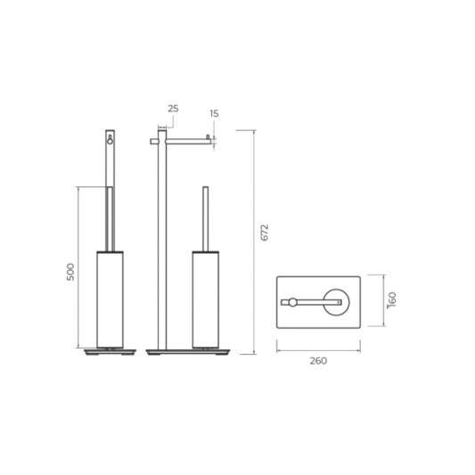 Escobillero con portarrollos black gun metal Practic CAP003-07/BGM 2