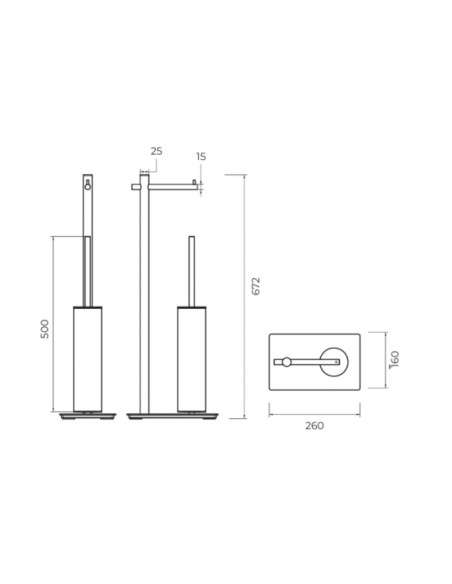 Escobillero con portarrollos cromo Practic CAP003-07
