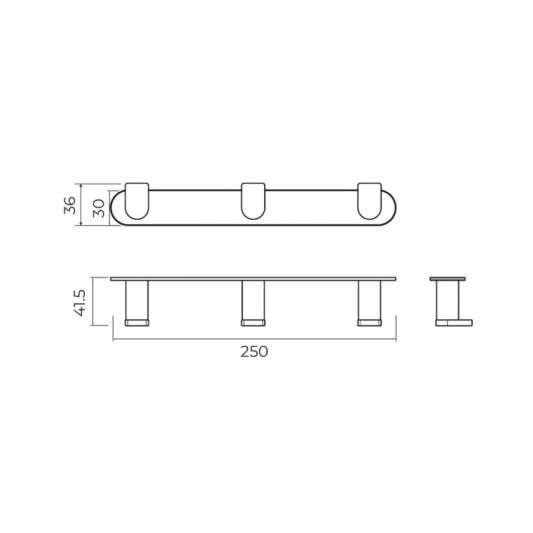 Percha triple acero S.316 Practic CAP003-02/AC