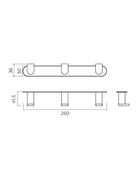 Percha triple acero S.316 Practic CAP003-02/AC