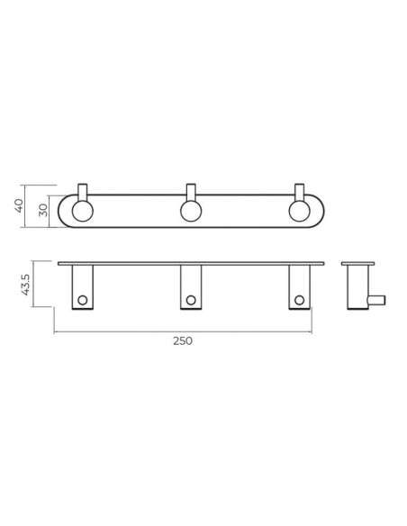 Percha triple black gun metal Essential CAE001-02/BGM