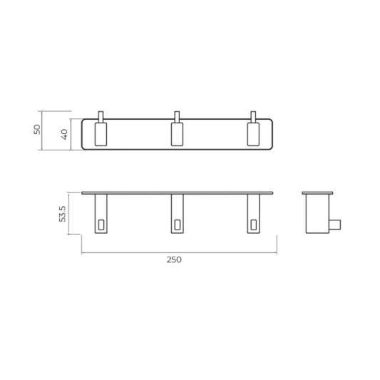 Percha triple oro cepillado Technic CAT002-02/OC 2