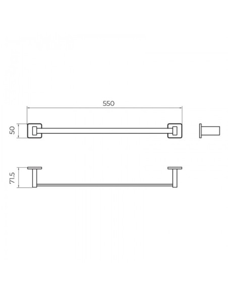 Toallero barra negro Technic 50 CAT002-04/NG