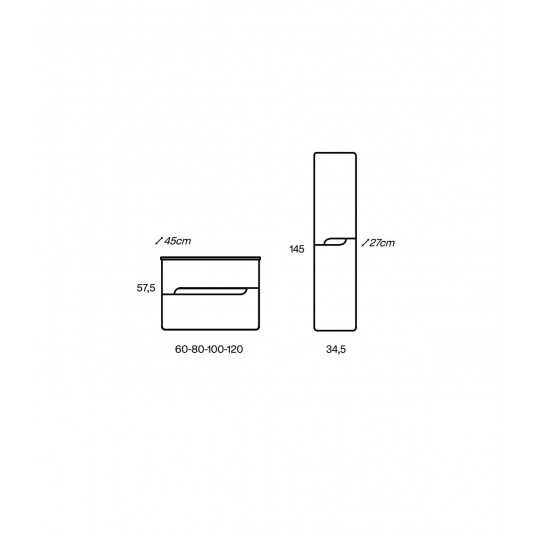 Mueble baño suspendido Onda de Visobath 2 Cajones 60-80-100-120