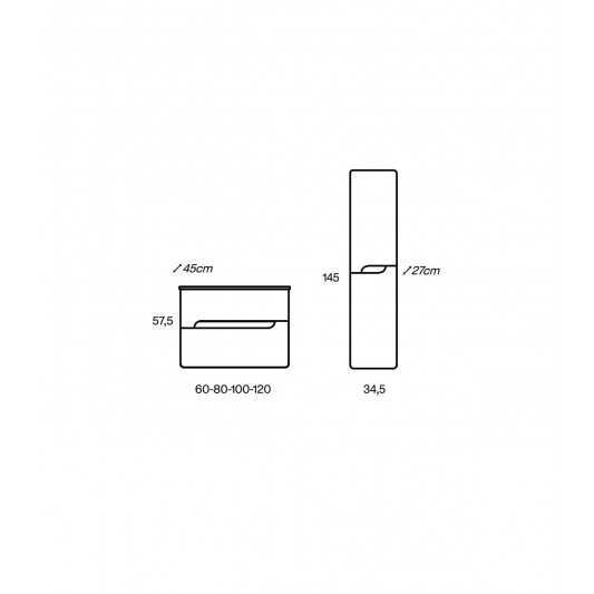 Mueble baño suspendido Onda de Visobath 2 Cajones 60-80-100-120 TOP