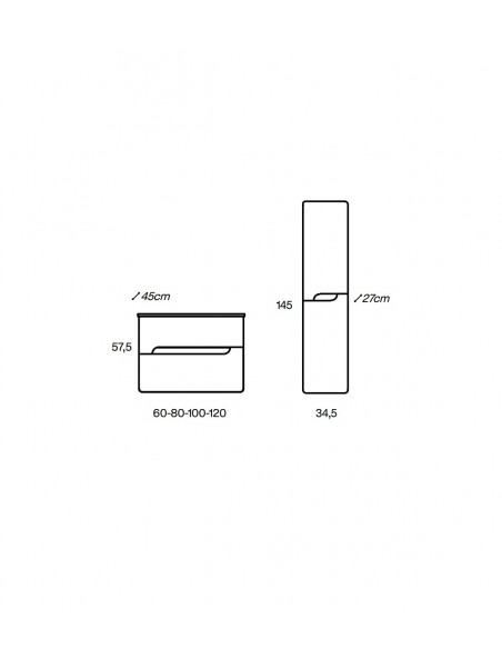 Mueble baño suspendido Onda de Visobath 2 Cajones 60-80-100-120 TOP