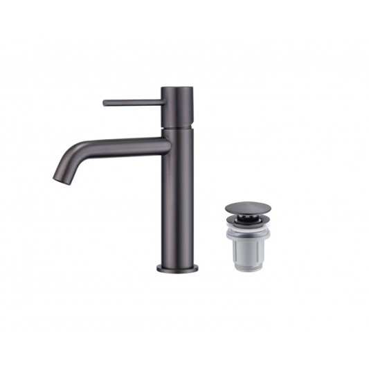 Pack Grifo de lavabo Monza + Válvula click-clack de Imex Black Gun metal
