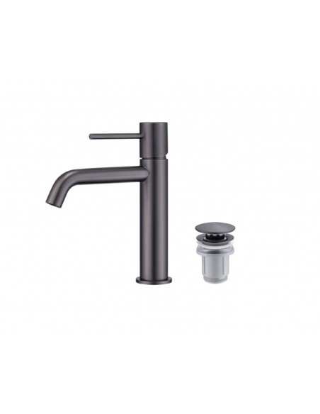 Pack Grifo de lavabo Monza + Válvula click-clack de Imex Black Gun metal