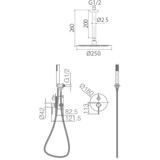 Conjunto monomando empotrado Tivoli cromo GPT039 2