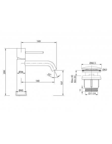 Pack Grifo de lavabo Monza + Válvula click-clack de Imex Negro