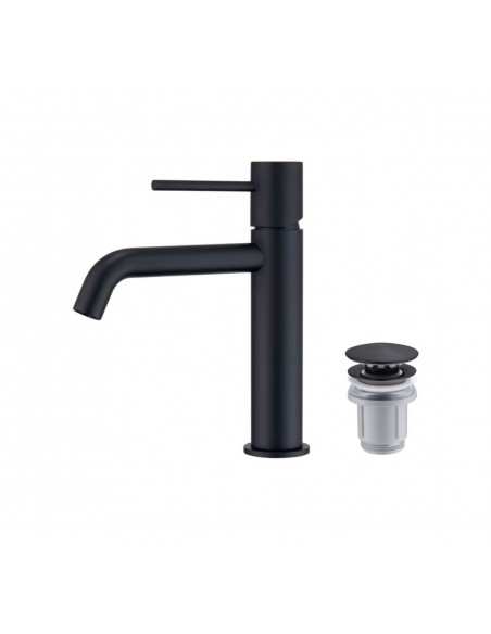 Pack Grifo de lavabo Monza + Válvula click-clack de Imex Negro