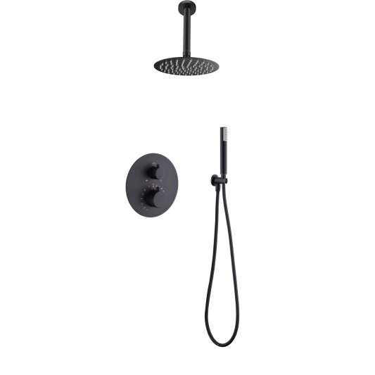Conjunto ducha termostatico empotrado Tívoli negro mate