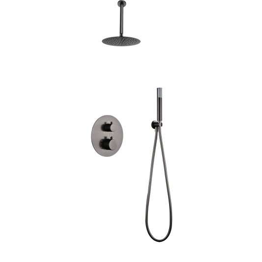 Conjunto ducha termostatico empotrado Tívoli black gun metal