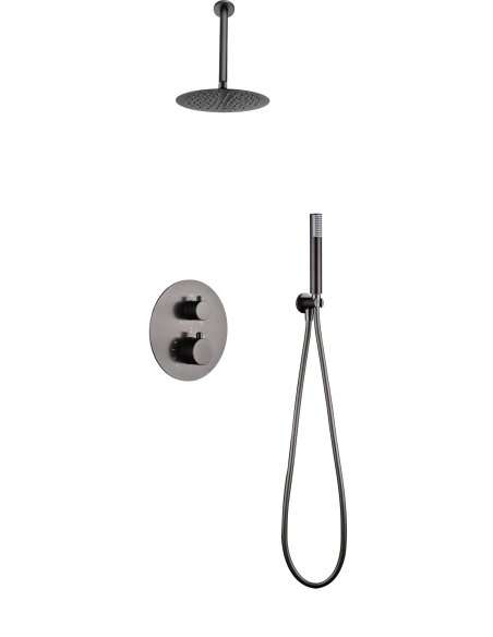 Conjunto ducha termostatico empotrado Tívoli black gun metal