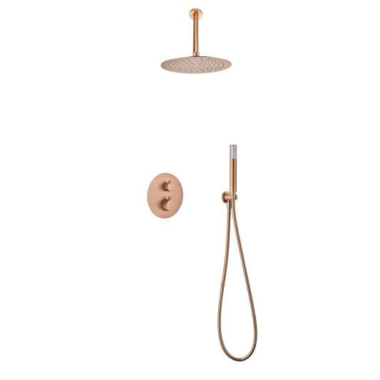 Conjunto ducha termostatico empotrado Tívoli oro rosa cepillado