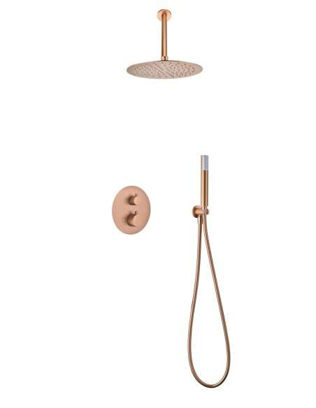 Conjunto ducha termostatico empotrado Tívoli oro rosa cepillado