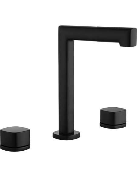 LAVABO BIMANDO SOBRENCIMERA CAÑO BAJO TOSCANA NEGRO MATE