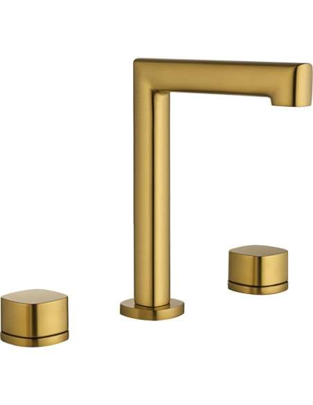 LAVABO BIMANDO SOBRENCIMERA CAÑO BAJO TOSCANA ORO CEPILLADO
