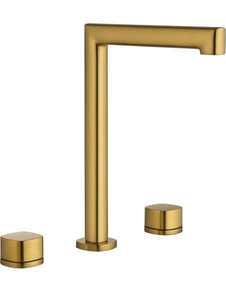 LAVABO BIMANDO SOBRENCIMERA CAÑO ALTO TOSCANA ORO CEPILLADO BAT064/OC