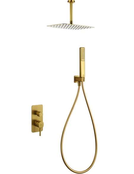 CONJUNTO DUCHA MONOMANDO EMPOTRADO AREZZO ORO CEPILLADO GPA068/OC