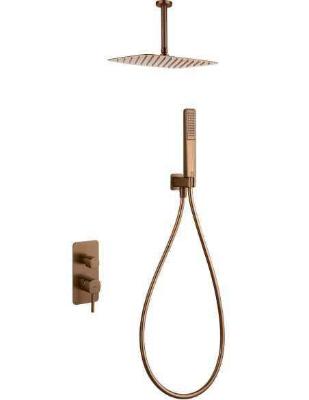 CONJUNTO DUCHA MONOMANDO EMPOTRADO AREZZO ORO ROSA CEPILLADO GPA068/ORC