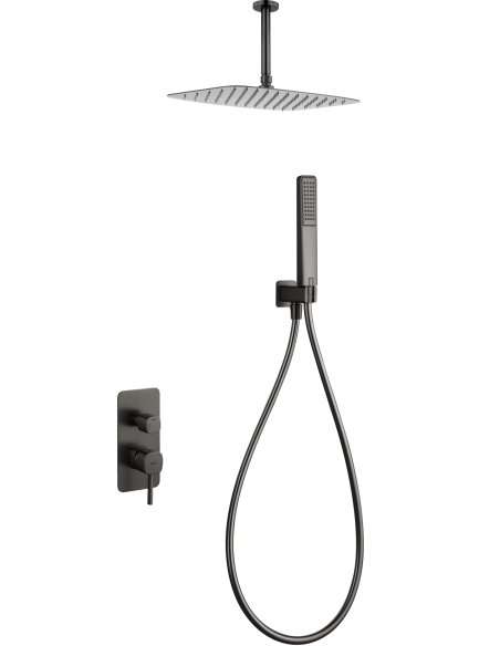 CONJUNTO DUCHA MONOMANDO EMPOTRADO AREZZO BLACK GUN METAL GPA068/BGM