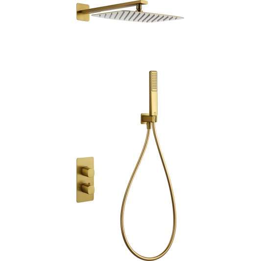 CONJUNTO DUCHA TERMOSTÁTICO EMPOTRADO TOSCANA ORO CEPILLADO GTT064/OC