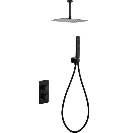 CONJUNTO DUCHA TERMOSTÁTICO EMPOTRADO AREZZO NEGRO MATE GTA068/NG