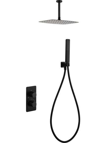 CONJUNTO DUCHA TERMOSTÁTICO EMPOTRADO AREZZO NEGRO MATE GTA068/NG