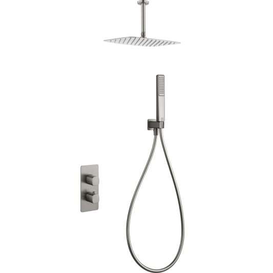 CONJUNTO DUCHA TERMOSTÁTICO EMPOTRADO AREZZO NÍQUEL CEPILLADO GTA068/NQ