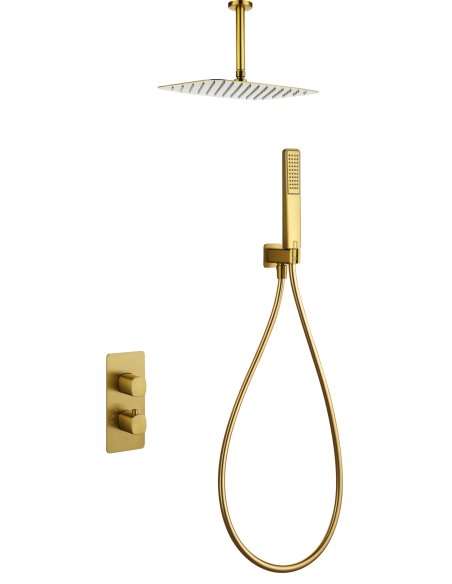 CONJUNTO DUCHA TERMOSTÁTICO EMPOTRADO AREZZO ORO CEPILLADO GTA068/OC