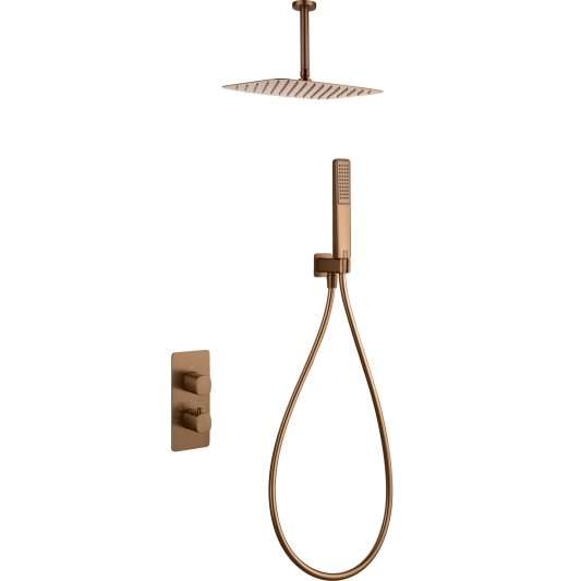 CONJUNTO DUCHA TERMOSTÁTICO EMPOTRADO AREZZO ORO ROSA CEPILLADO GTA068/ORC